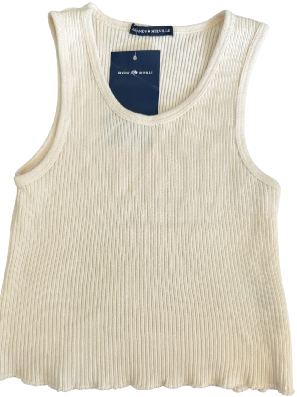 NWT- BRANDY MELVILLE - Cropped Cream Ribbed Tank